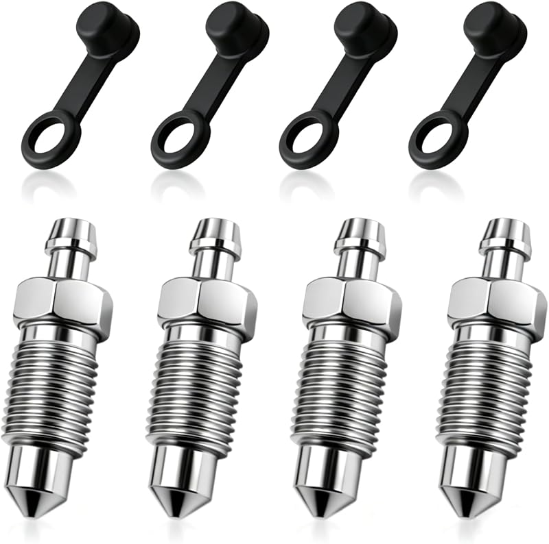 Parafuso sangrador de freio EWOJUYE 3/8-24 x 1-3/16 com tampas contra poeira – Kit com 4 unidades