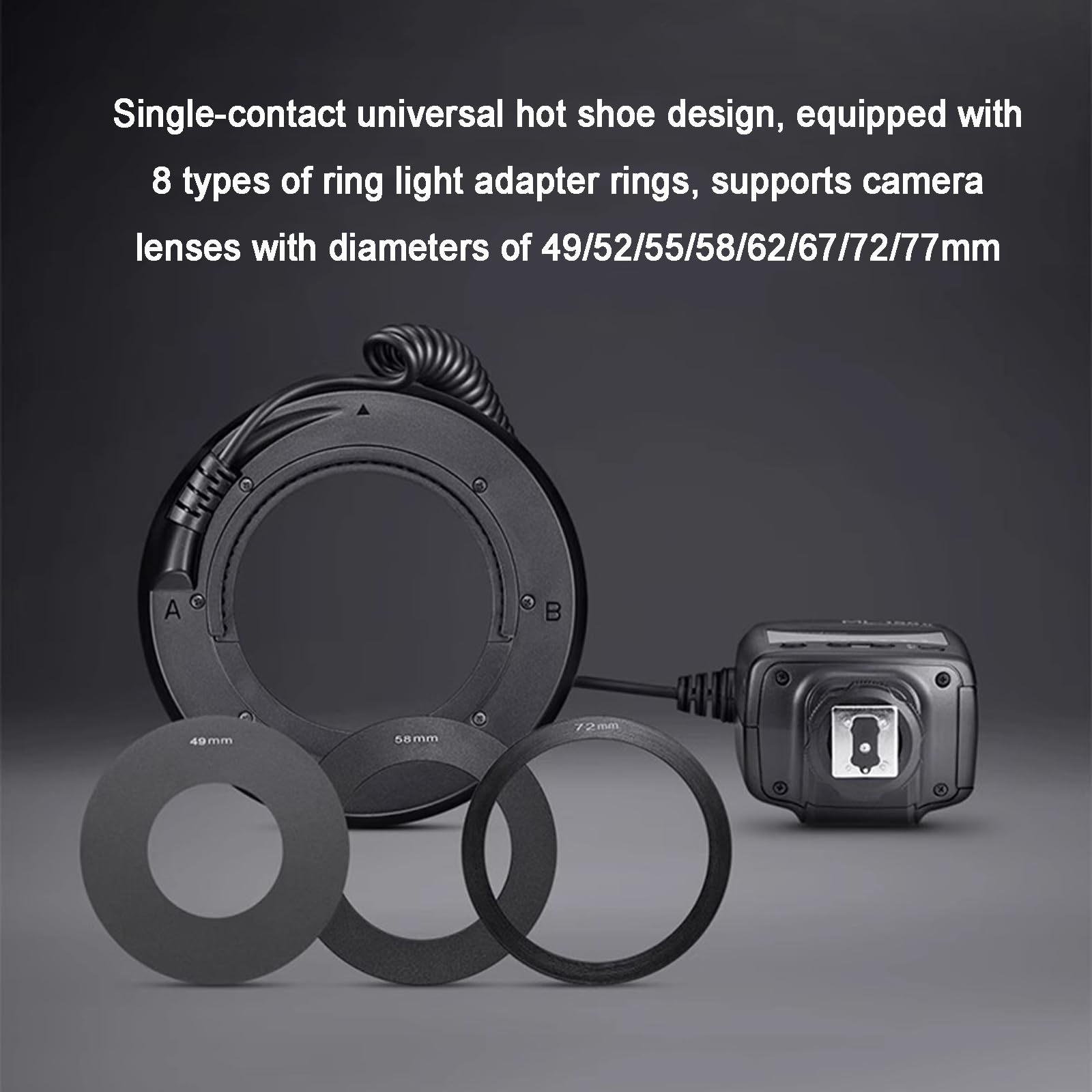 Flash Anular LED Macro Speedlite, Flash De Máxima Potencia para Cámara, Ajuste De Potencia De 1/32 a 1/1, Tiempo De Reciclaje De 0,1-2 S, 5800 K ± 200 K, para Producción De Video