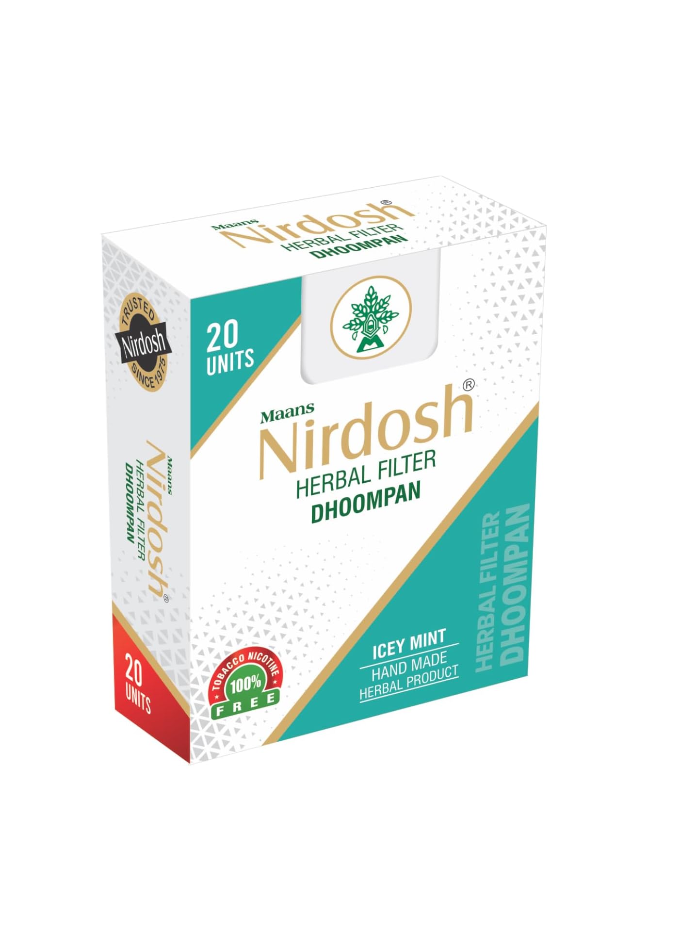 Livebasil Nirdosh Herbal Cigarette - Natural Smoking Alternative -100% Tobacco Free & Nicotine Free - 20 Cigarettes (1 pack of 20 cigarettes) (Icy Mint, 1)