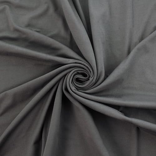 Tela DBP sólida, poliéster cepillado doble elástico en 4 direcciones, color plomizo, 12 yardas