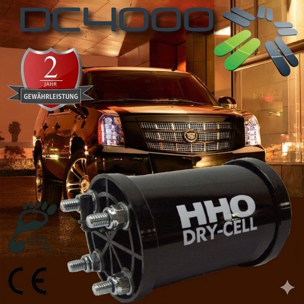 HHO Plus Generator HHO DC4000 – Motoroptimierungssystem mit Wasserstoff für Autos (12/24 V, Dry Cell, Komplettset mit Zubehör) – Motoren < 6000 cm3