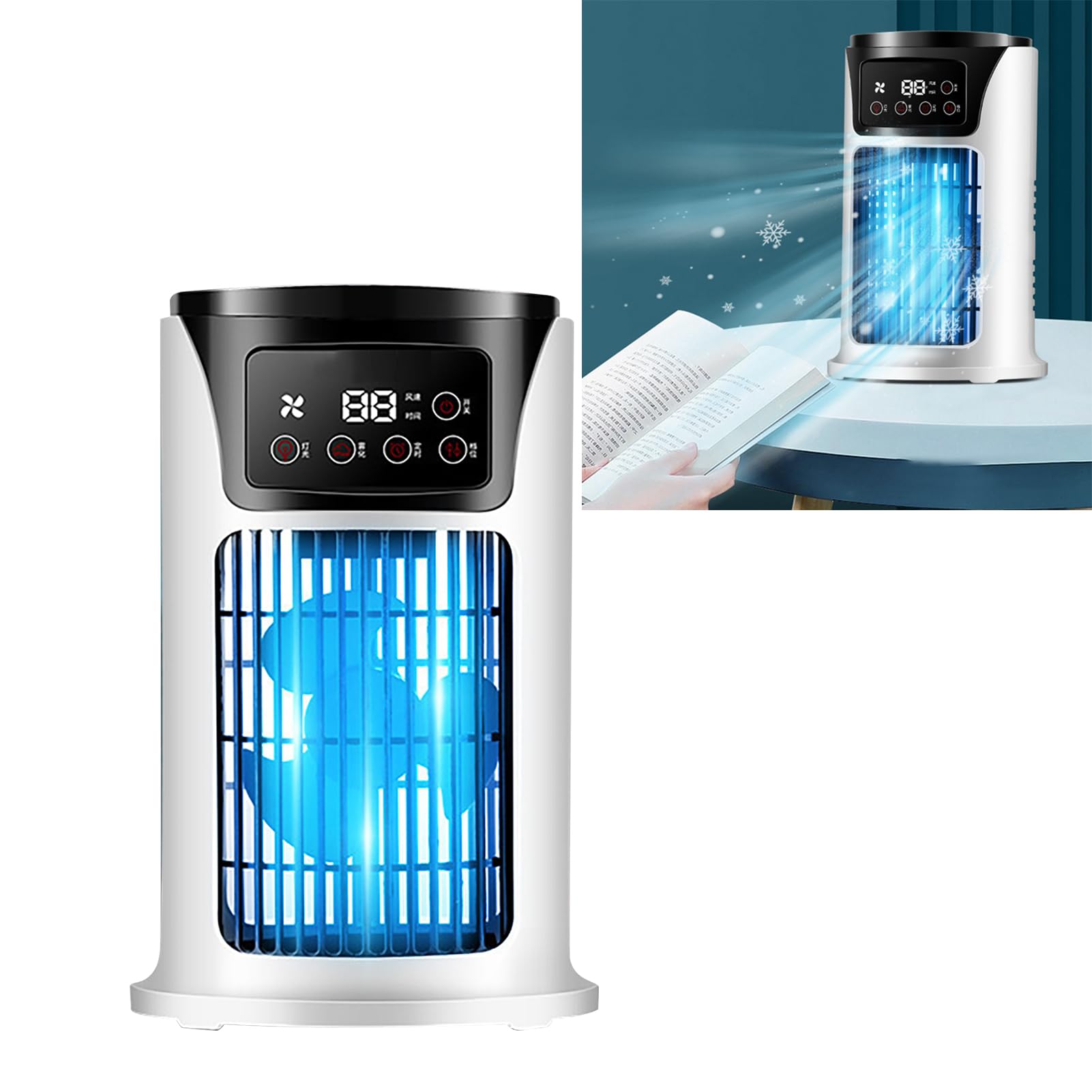 Acouto Wentylator Klimatyzacji w Sprayu Wentylator Klimatyzacji w Sprayu, Plastikowa Chłodnica Powietrza na Biurko USB z 6 Prędkościami Wiatru, 6-godzinny Czas dla Domu, Kempingu i Pieszych Wędrówek