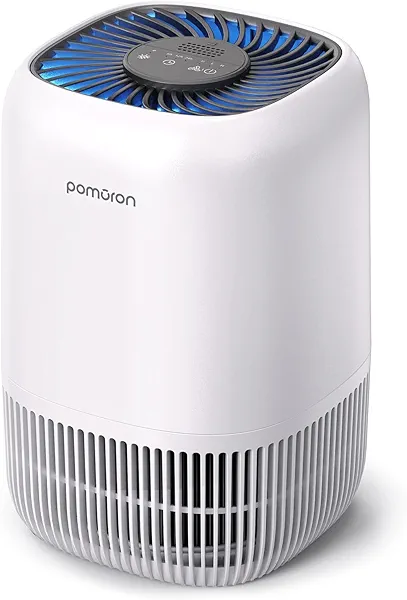 POMORON Air Purifiers for Bedroom Home, Air Filter Cleaner with Fragrance Sponge, H13 True HEPA Filter for Smoke, Allergies, Pollen, Pet Dander, Odor, Dust, Portable Air Purifier for Bedroom Office
