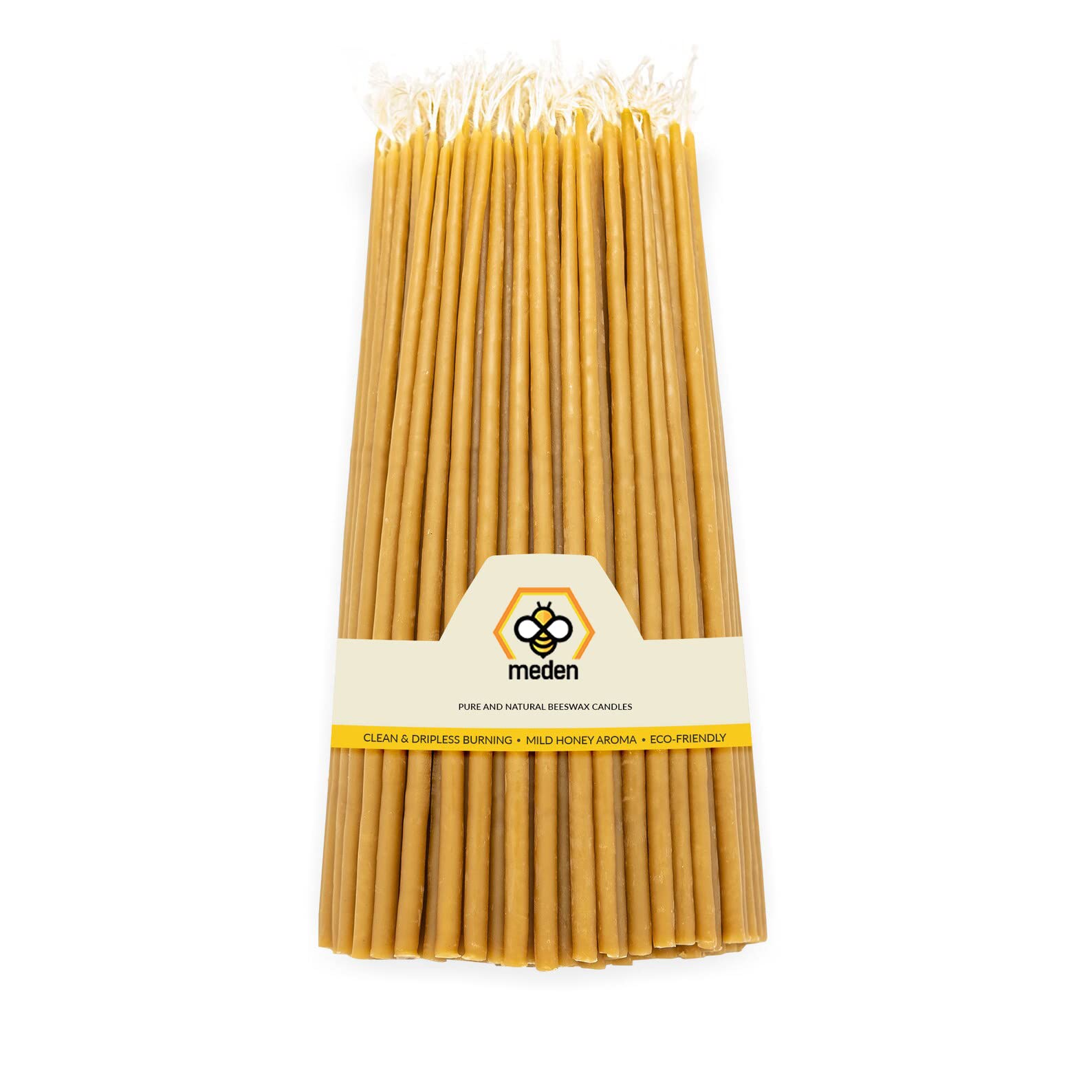 Meden Ritual Beeswax Church Candles (Yellow) - Ritual Candles, Orthodox Church Candles Dipper Tapered for Prayer, Decor, Christmas - Height 32cm - Handmade (250 Candles)