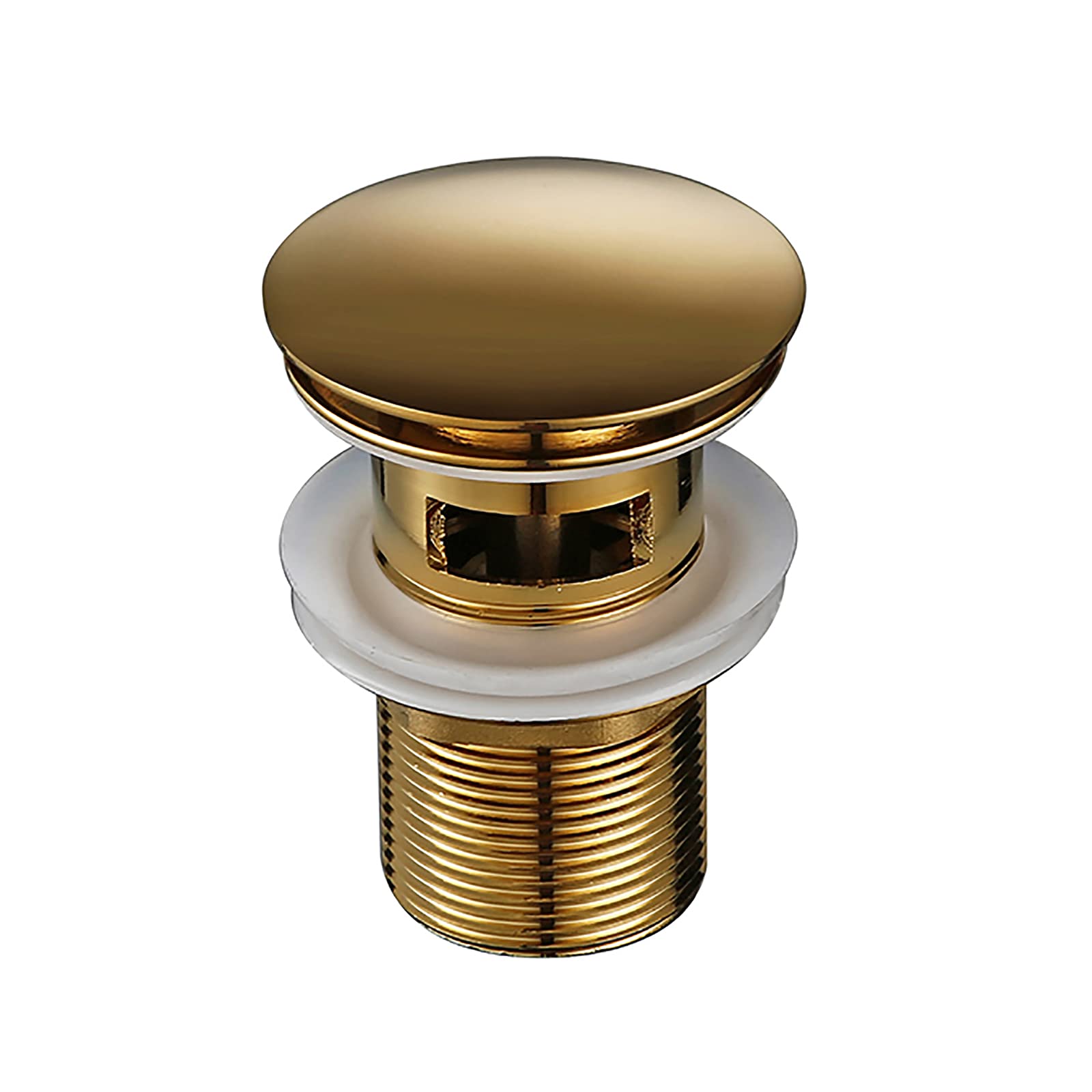 Tapón de Lavabo de Acero Inoxidable, Tapón de desagüe emergente con rebosadero for Lavabo de baño, latón Pulido y Dorado