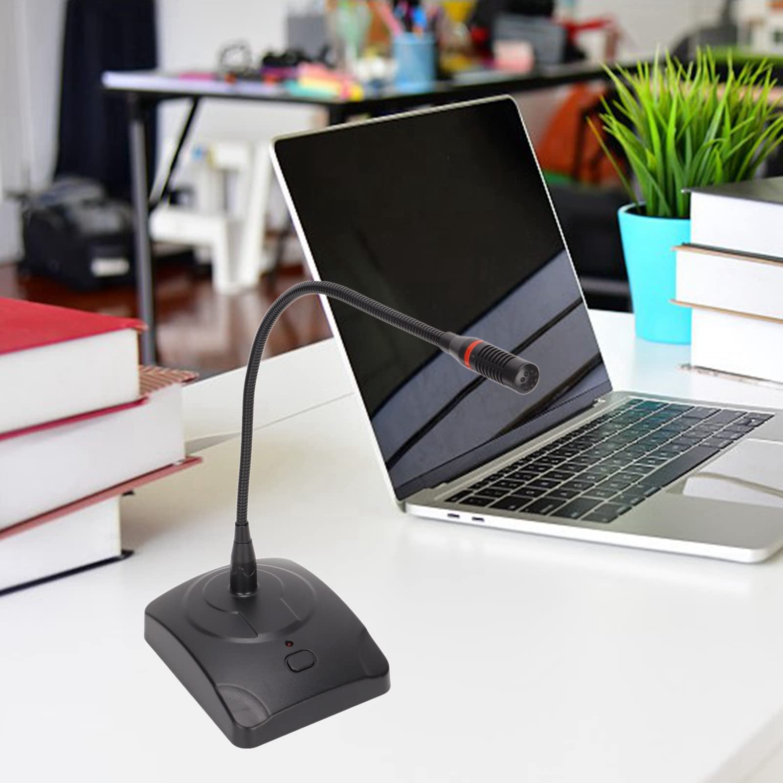 Microfono da Tavolo Cablato, Microfono a Condensatore Omnidirezionale, Collo D'oca Regolabile a 360 Gradi, con Cavo da XLR a 6,35 Mm, per Conferenze/discorso Web/registrazione di Trasmissioni, Ecc.