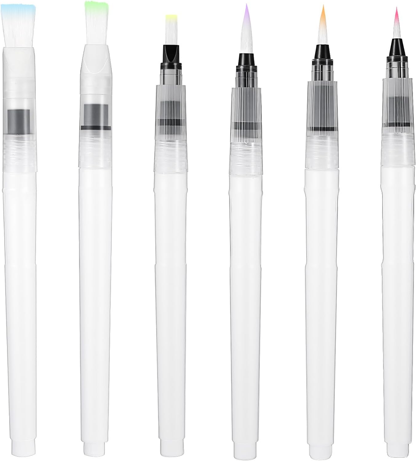 cobee 12 Pcs Refillable Watercolour Brush Pens Set, Refillable Water Brush Pen with Fine Medium Large Tips Water Paint Brushes Watercolor Paint Pen for Watercolour Painting Sketching
