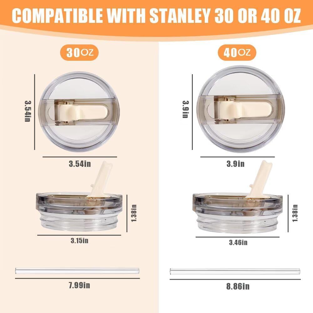 AstraGlam 2er-Set Ersatzdeckel Für Stanley Cup 30/40 Oz – Auslaufsicherer Deckel Mit Strohhalmabdeckung, BPA-frei, Spülmaschinenfest, Beige