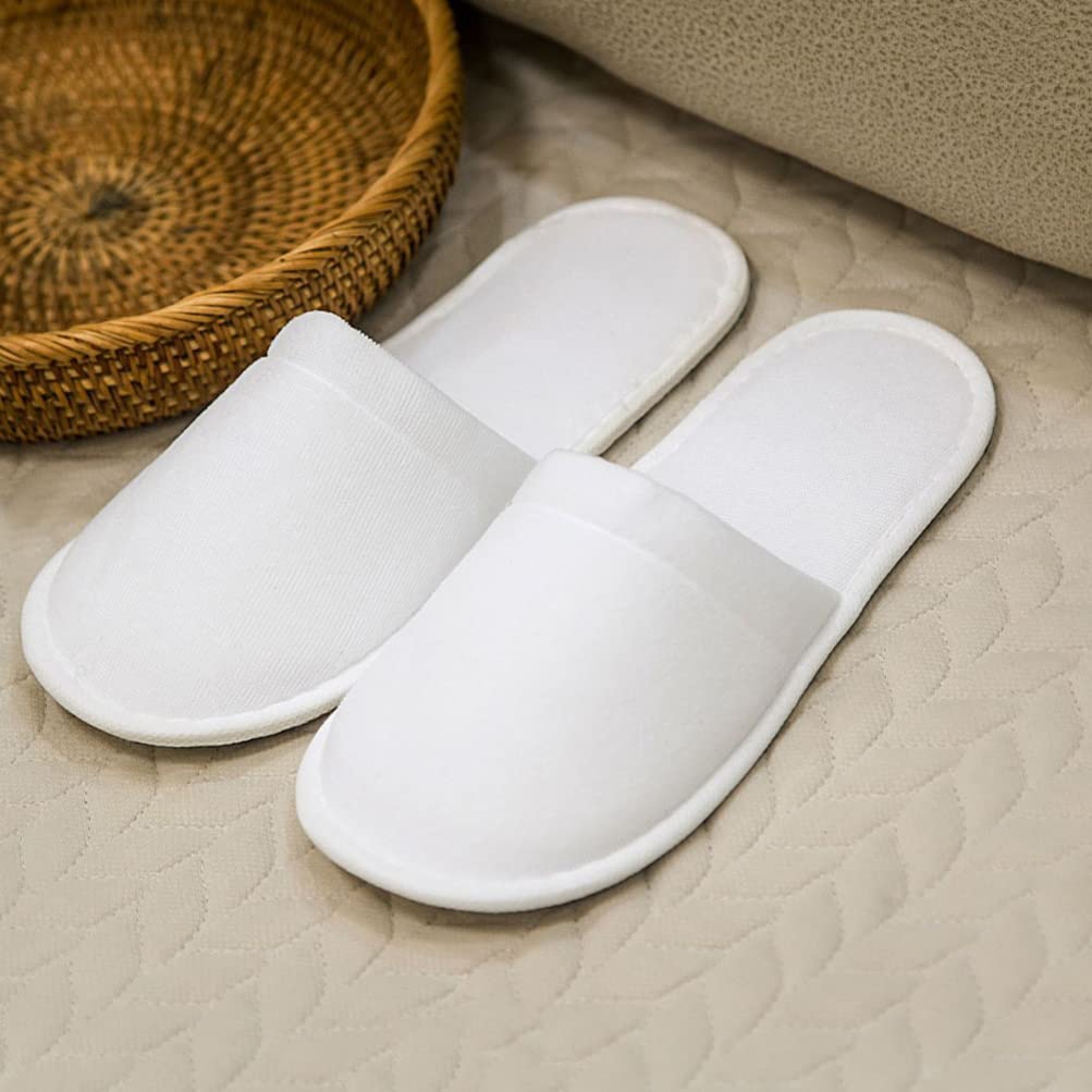 Beavorty 8 Pairs Disposable slippers spa slippers for guests disposable spa slippers disposable hotel slippers guest slippers spa slippers for hotel travel white sandal shoes pedicure cloth