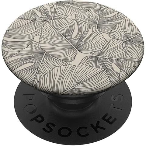 Modern Minimalist Neutral Tropical Monstera Leaf Design PopSockets Adhesive PopGrip