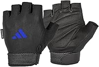 Vista 9 de adidas Essential Training & Weightlifting Gloves, Fingerless Workout Gloves Negro/Blanco (Logo)