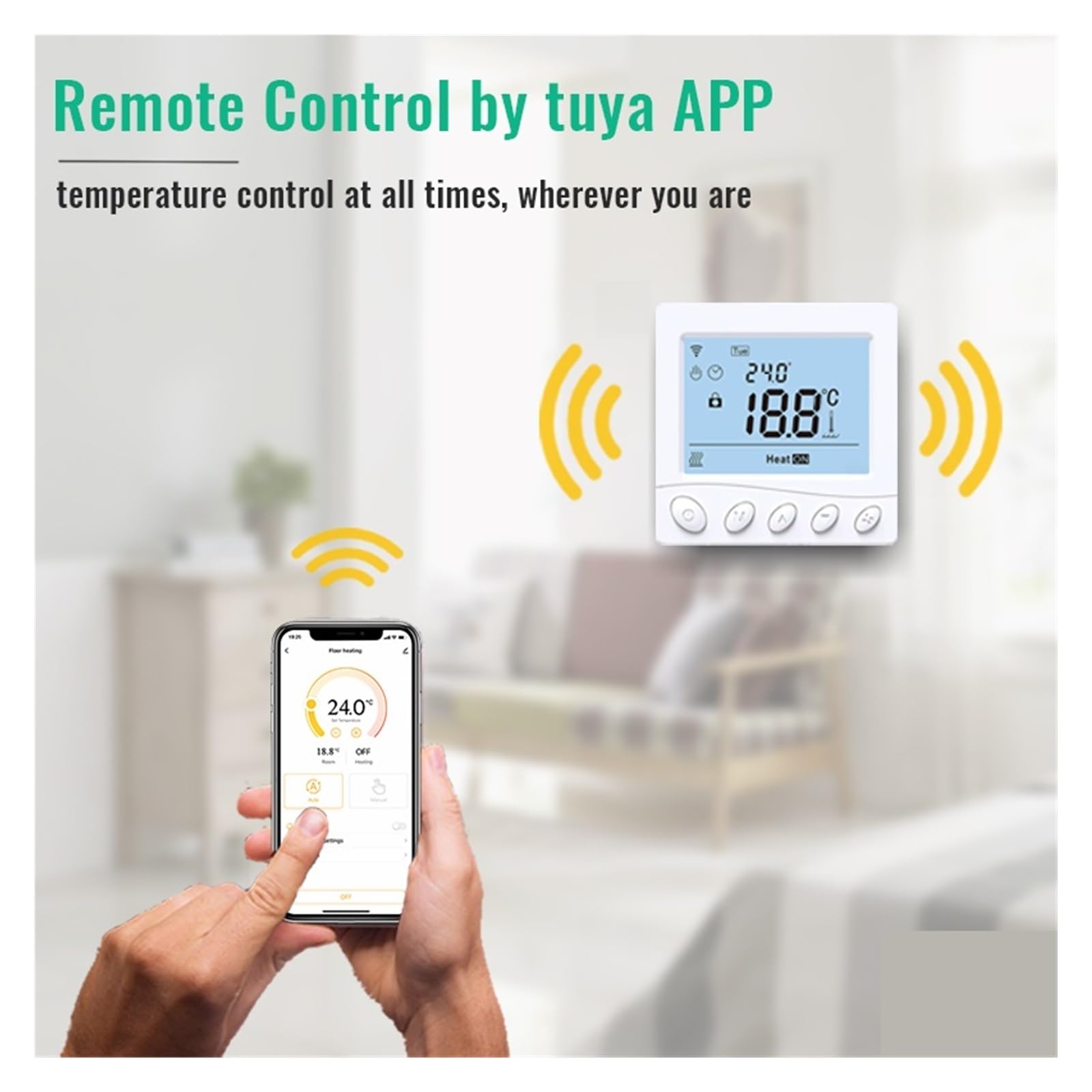 Termostat cyfrowy, Ciepły termostat podłogowy, inteligentny pilot temperatury Tuya do elektrycznego/kocioł gazowy/woda domowa(Gas boiler heating,Wi-Fi)