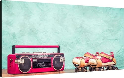 Lienzo de pared para sala de estar, dormitorio, diseño retro, grabadora de cinta de casete de radio y niños de acero clásico, decoración artística