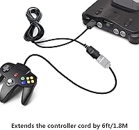 Vista 9 de Paquete de 2 controladores clásicos N64 (negro) con 2 cables de extensión de controlador N64 de 6 pies