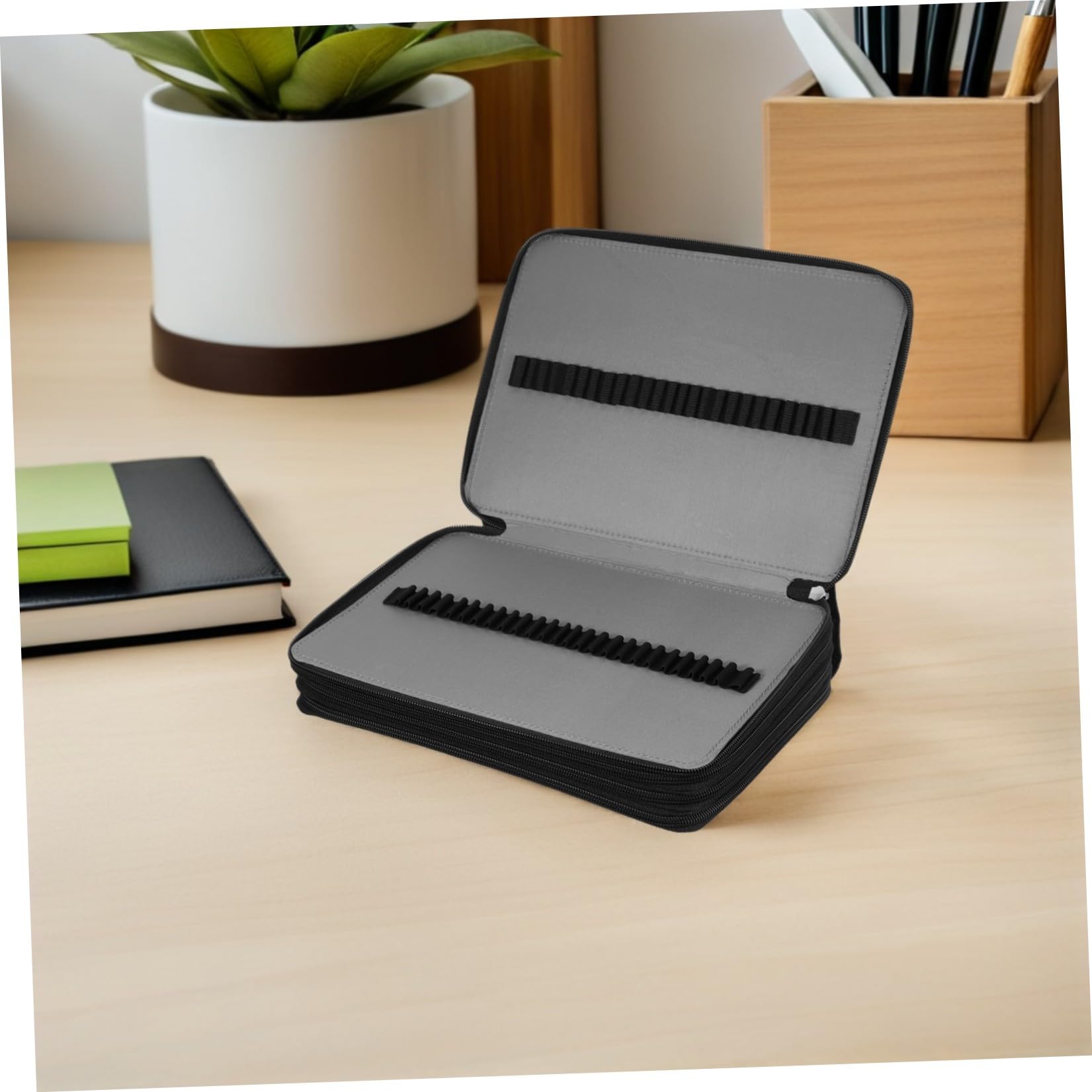 Astuccio Portamatite Colorate 200 Scomparti con Cerniera 4 Strati Grande Capacità Resistente con Cinturino da Polso Organizer Cancelleria Scuola Ufficio