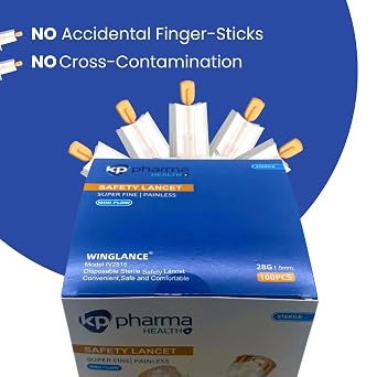 Sterile Diabetic Safety Lancets 28G X 1.5mm For Accurate Blood Glucose Monitoring, 100PCS | Clinical & Home Use | Micro-Fine Low Pain Auto Retractable Lancets For Blood Sampling & Diabetes Testing Kit