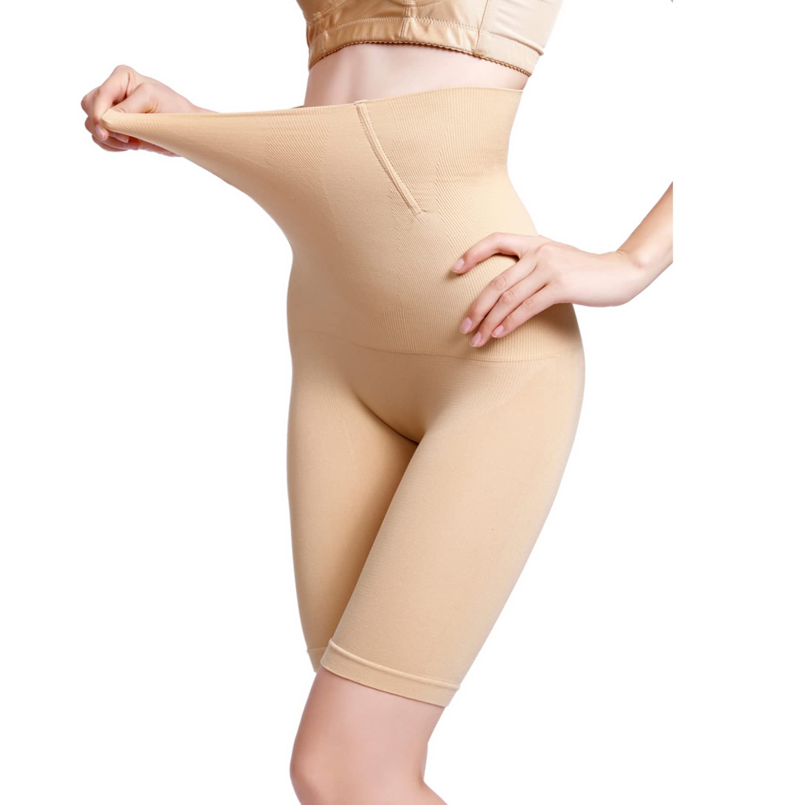 HLTYGWX Damskie legginsy udowe, krótkie spodenki z wysokim stanem, wyszczuplają brzuch, rajstopy, średniej wielkości body modelują