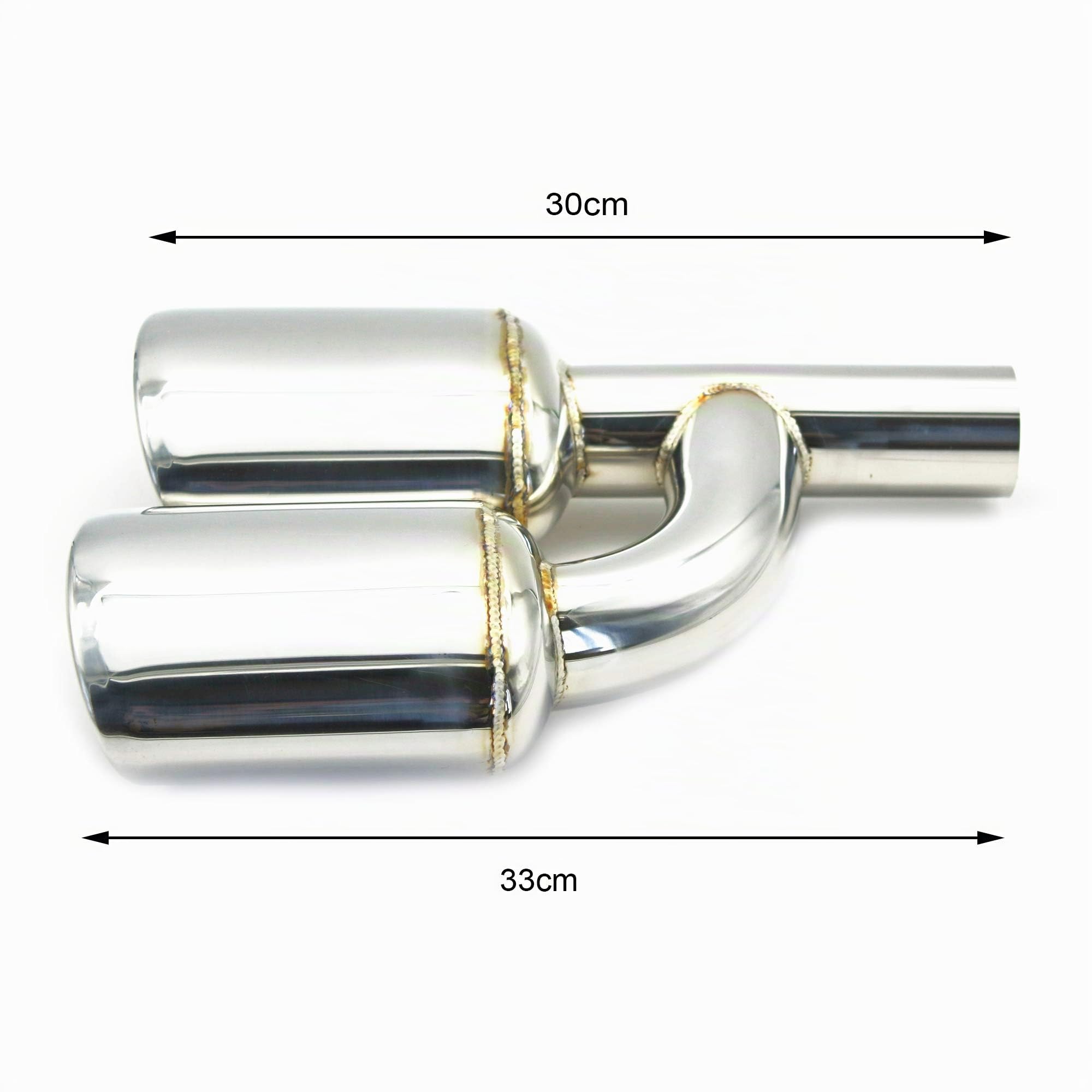MODAUTO Cola de Escape, Terminales de Escape, Escape Universal de Coche, Salida Lateral a Doble Salida, Modelo F222L, Izquierda, Acero Inoxidable