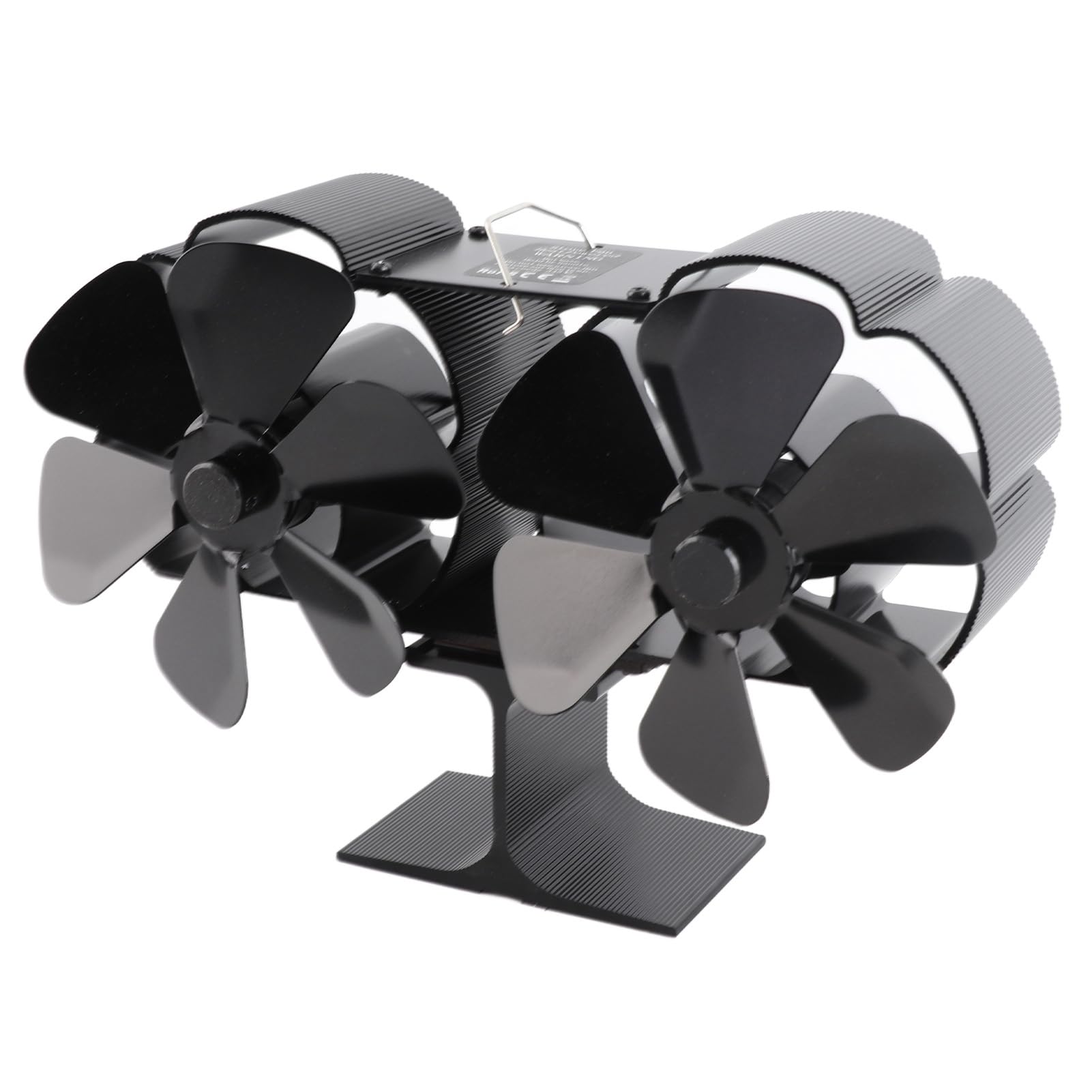 Ventilatore per camino a doppia testa 6 pale Potenza termica Ventilatore per stufa nero Resistente alle alte temperature ambientale