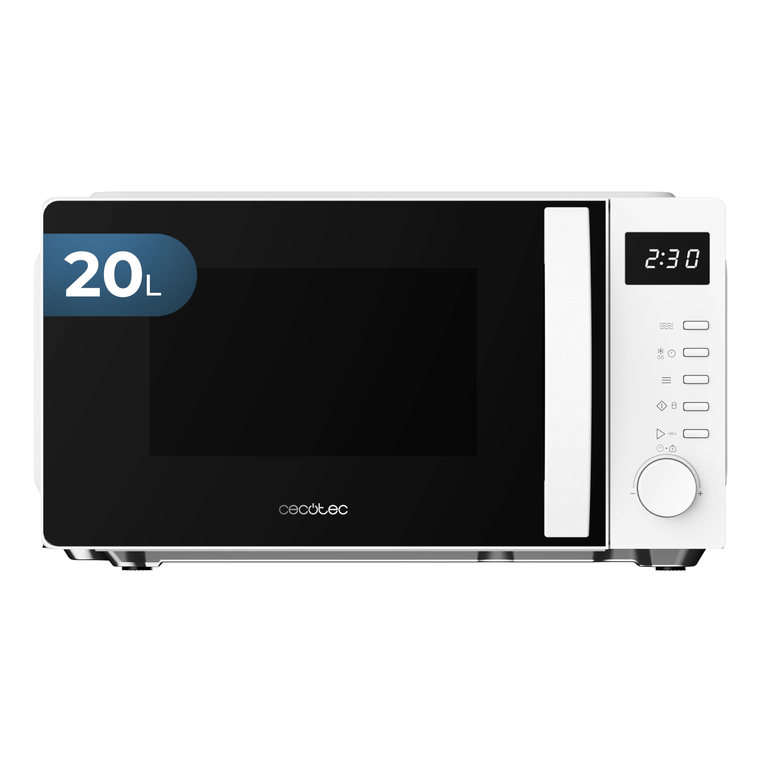 Cecotec Micro-ondes Digital Proclean 5005 White. 700W, 20L, Technologie 3DWave, 5 Niveaux de Puissance, Minuterie 30 Min, Décongélation, Écran avec Horloge, Repas Prêts en un Instant