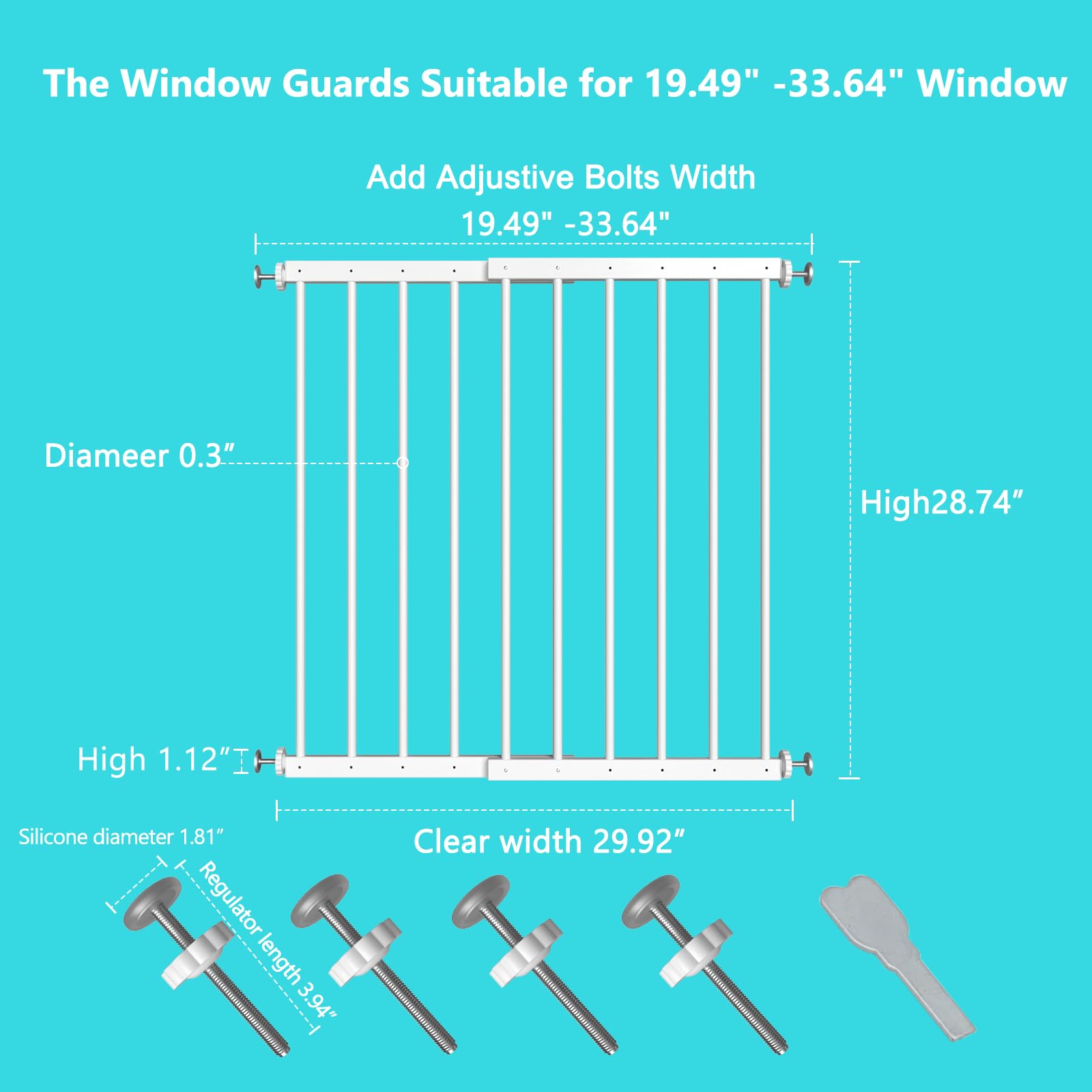 WAOWAO Protectores de seguridad para ventanas para niños, niños pequeños, mascotas, extra anchos, color blanco, protección para ventana, puerta de seguridad para el hogar, para ventanas correderas de