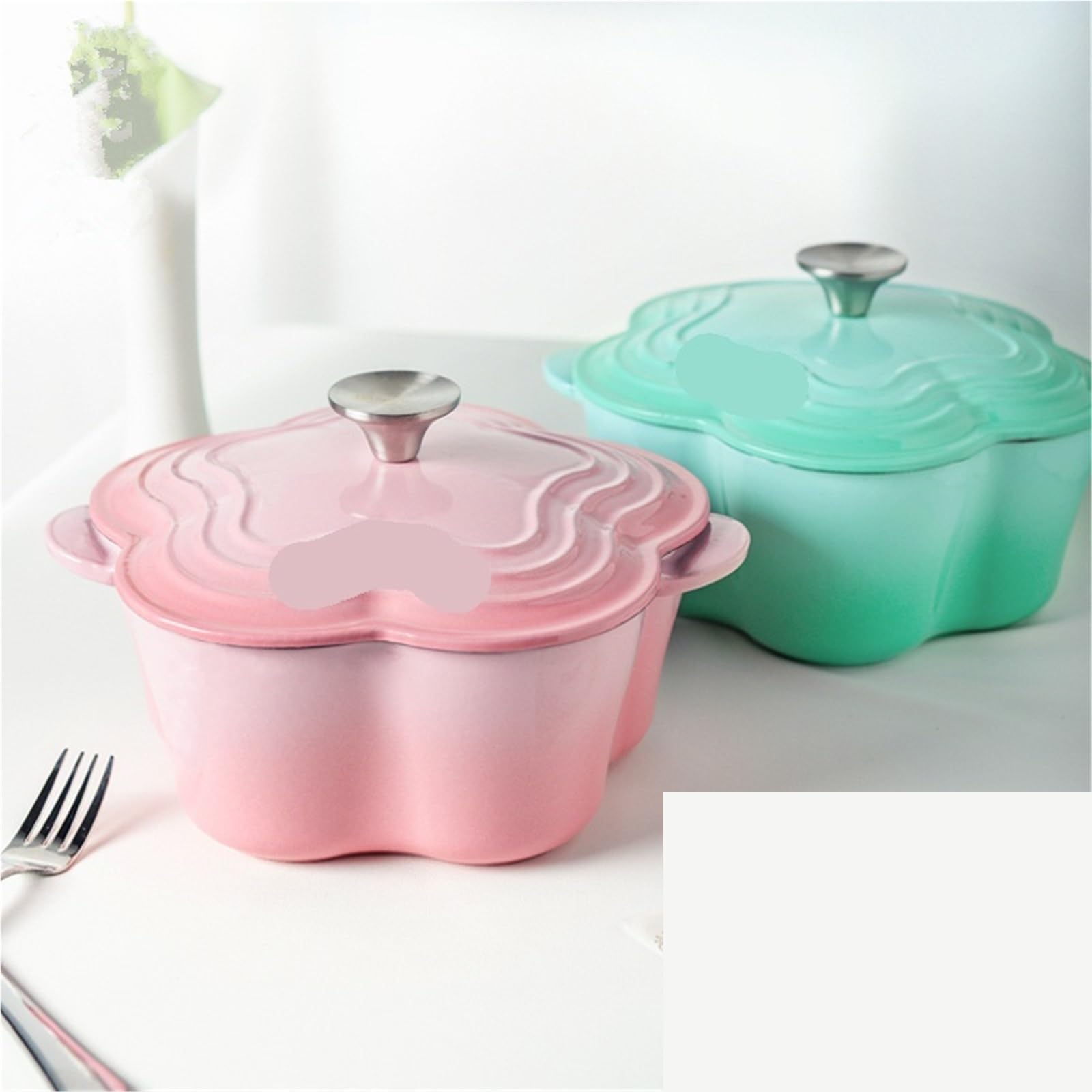 Cacerola Olla esmaltada Binaural for Horno de Hierro Fundido con pétalos de 20cm for Hornear Pan y cazuela, estofado con Tapa for Todas Las Fuentes de Calor para Cocinas