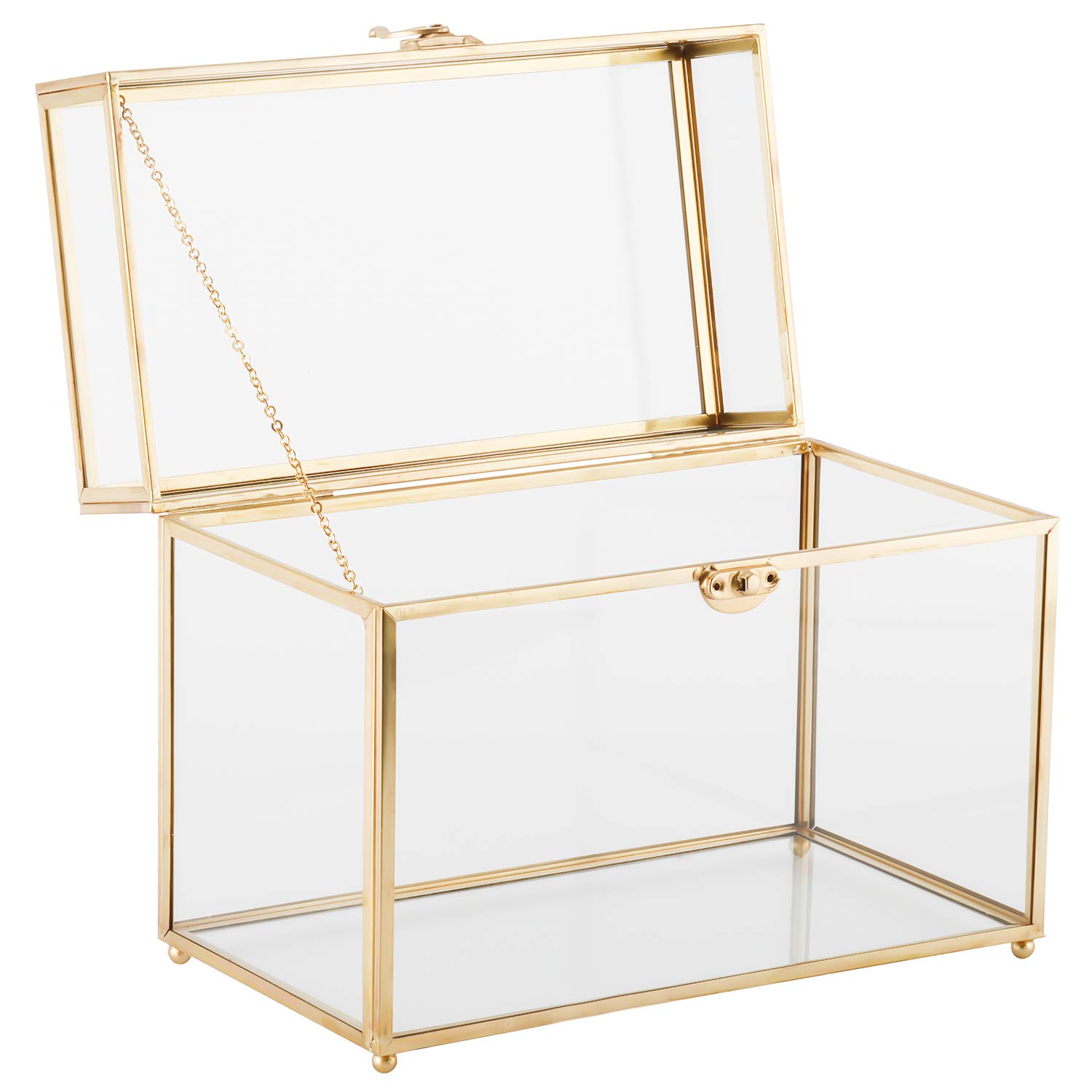 Homtone Grande boîte à cartes en verre faite à la main, rectangulaire en forme de terrarium géométrique en verre transparent pour réception de mariage, Wishwell, souvenir et décoration d'intérieur