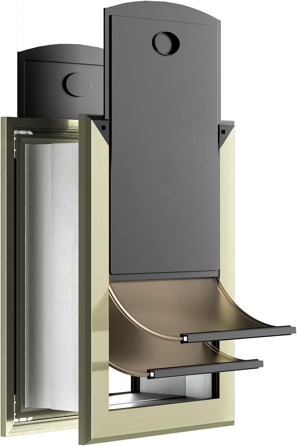 Heavy Duty Dog Door for Wall, Energy Efficient Doggie Door with Aluminum Frame, Telescoping Tunnel, Double Magnetic Flaps and Two Sliding Lock Panels, Easy to Install, Olive-Green, Medium Olive-green Medium