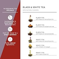 Vista 5 de Creano Blooming Tea Mix - Juego de 6 piezas de té blanco y té negro en elegante caja magnética con relieve plateado
