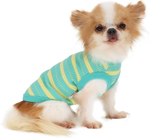 Miniatura 7 de LOPHIPETS Chaleco 100% algodón acanalado para perros pequeños, taza de té, chihuahua, Yorkie, cachorro, camiseta sin mangas, azulXS