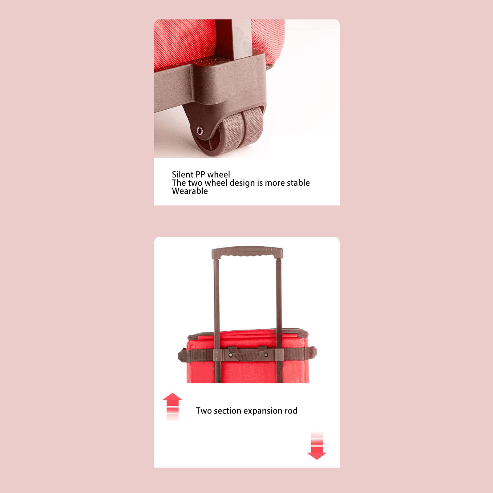 Nevera con Ruedas, Nevera con Aislamiento de Gran Capacidad de 43 L con Ruedas, de Viaje Portátil con Asa para Acampar, Picnics, Actividades Al Aire Libre