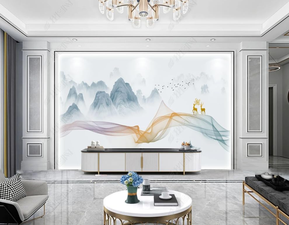 Papier peint intissé paysage abstrait lavable et facile à poser pour restaurant