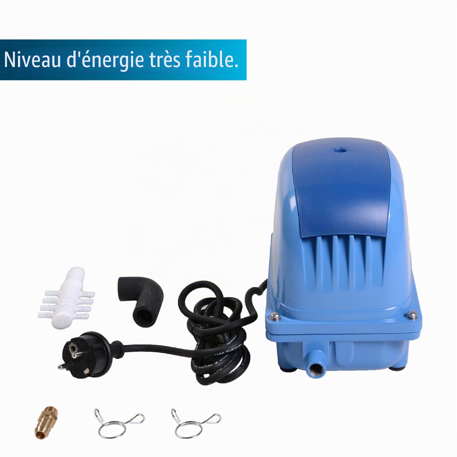 Aquaforte Ap-45 Pompe à Air, 25 Watt, max. Pression 3,0 m, Convient aux Piscines et Bassins jusqu'à 28m3, Poissons max. 24.000 Litres, Koi max. 12.000 Litres, 2,9 Kg, Sortie 16,5 mm.