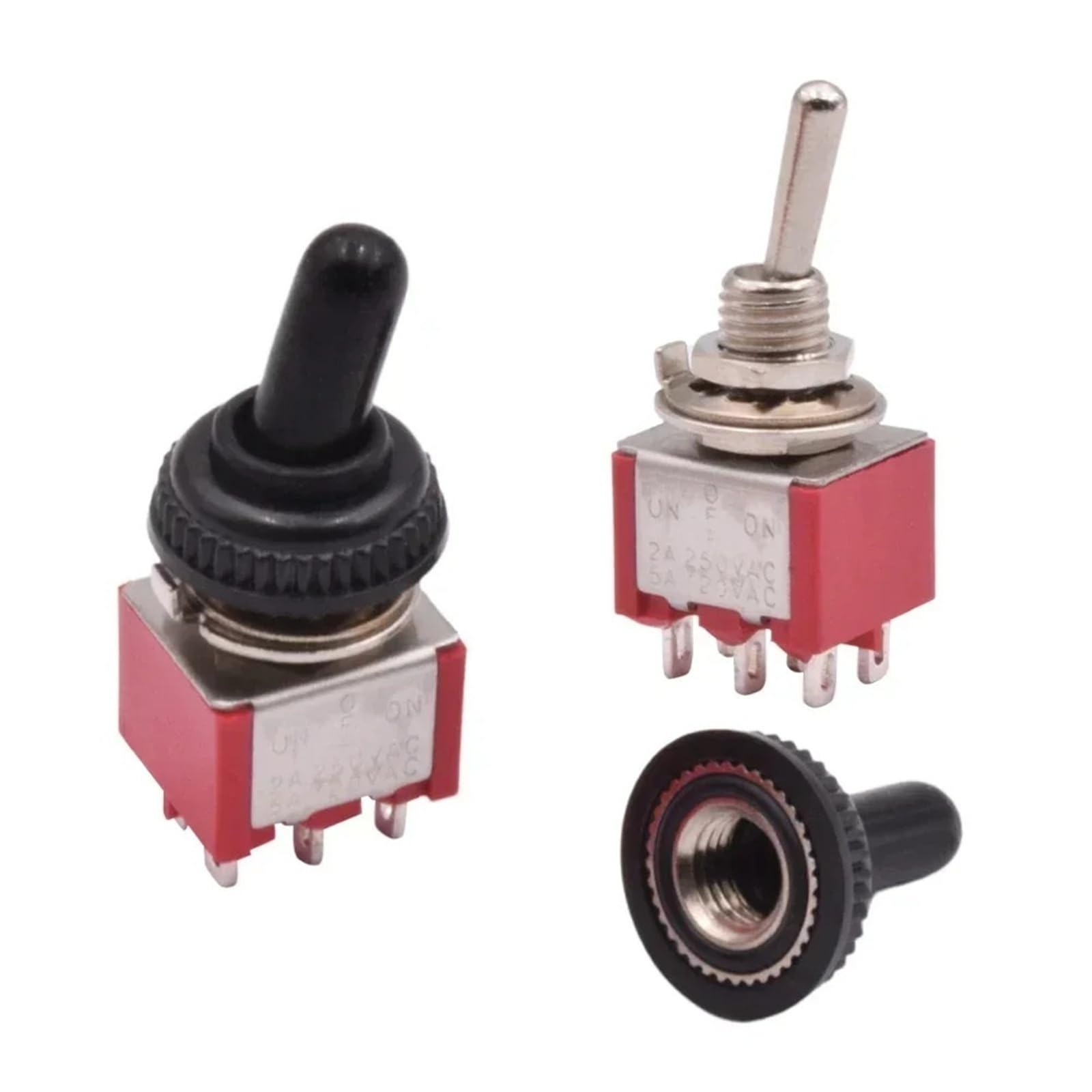 Mini interruptor SPDT rojo de 3 posiciones para regular doble circuito 6