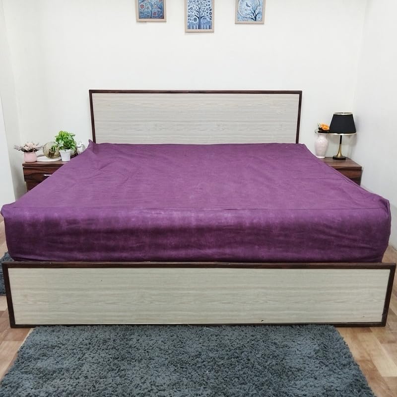 Image of Premium 100 Percent Waterproof Mattress Protector with Elastic Non-Woven | Hypoallergenic Mattress Cover Soft Elastic Bed Protector for Queen Size Bed 60x75 Inch Fit On 10 Inch 5X6.3 Feet, Wine Purple