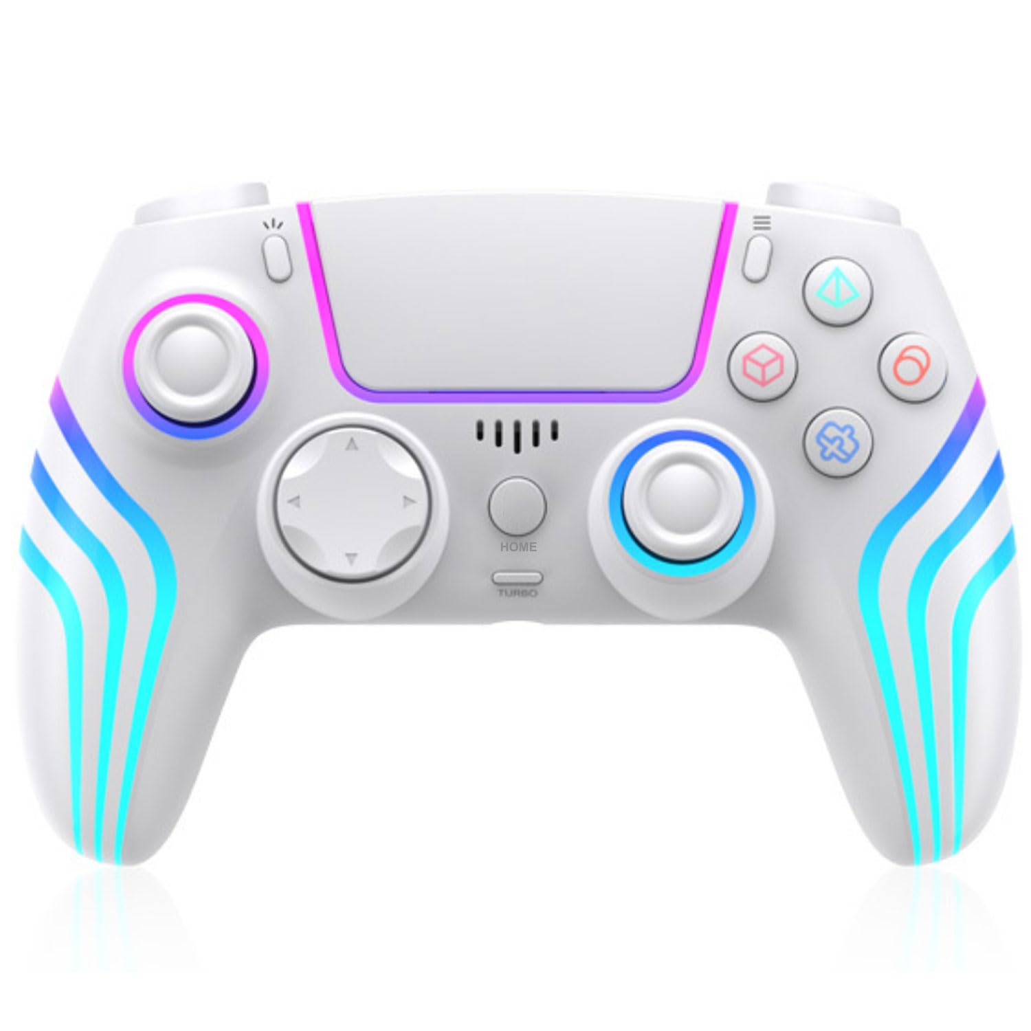 Mando de juego inalámbrico RGB para PlayStation 5 Bluetooth de repuesto para PC PS-5/Windows PC, recargable, sensor de movimiento de doble vibración, joystick remoto con batería de 1500 mAh, Turbo