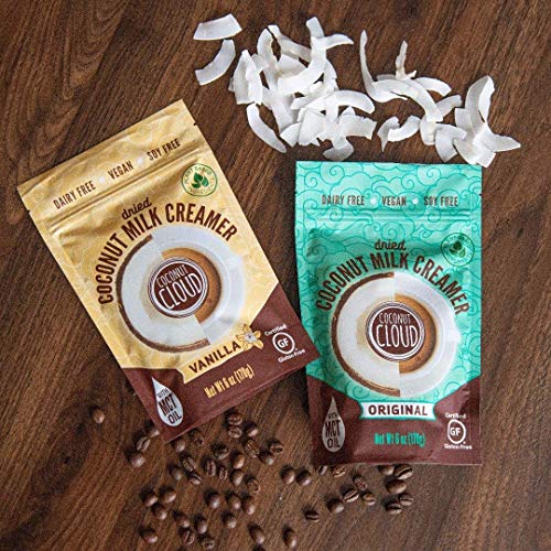 Coconut Cloud: Plant Based Dairy Free Coffee Creamer | Keto Friendly, Unsweetened Coconut Milk Powder | Low Sugar, Dairy Free, Non-GMO, Plant Based, Gluten & Soy Free, USA Made, (Vanilla & Original Combo), 2-Pack