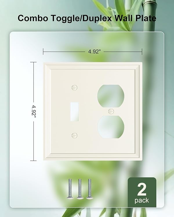 2-Pack Natural Bamboo Fiber Combo Toggle/Duplex Light Switch Cover Plate by treewell - Used condition - Image 2
