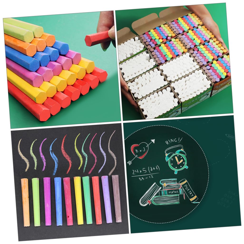 Craies Colorées Gypse Lisse Hexagonales sans Poussière 3 Boîtes pour Tableau Noir pour Enseignants et Garçon et Filles en Dessin ou Peinture