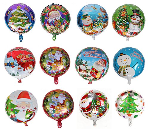King&Pig 12pcs/Set Different Christams Foil Mylar Helium Aluminum Film Balloons for Party Brithday Festival Christmas Decorations