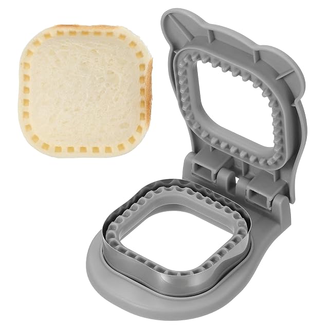 QUARKZMAN Cutter do kanapek typu crustless Square Shape Uncrustable Sandwich Maker Sealer Press Bread Cookie Cutter And Sealer do samodzielnego śniadania, lunchu, popołudniowej herbaty (Gray)