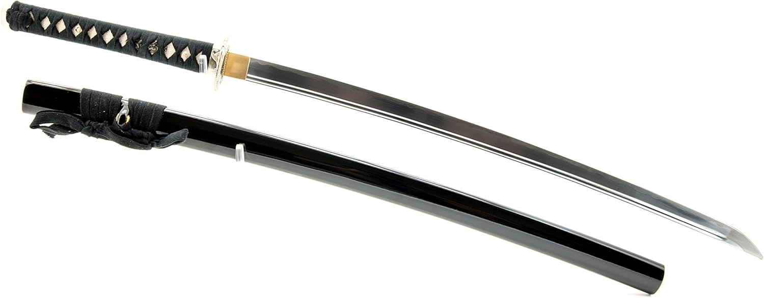 Handmade Sword - Aluminium Alloy Unsharpened Iaido Training Katana Sword, Handmade, Full Tang, Dragon Tsuba, Black Scabbard