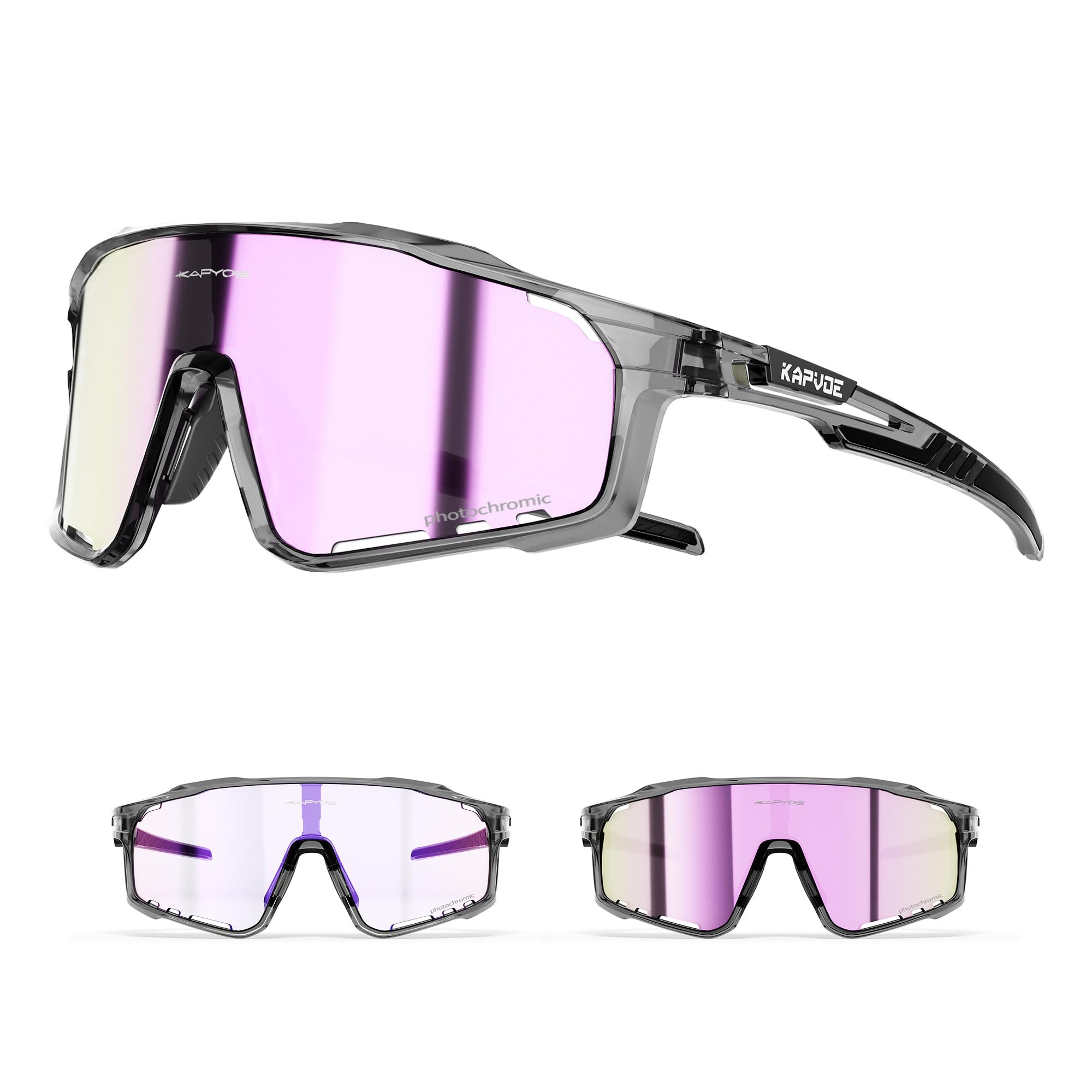 KAPVOE Gafas de Ciclismo Hombre Mujer K76 | Montura TR90, almohadilla nasal ajustable para ciclismo.