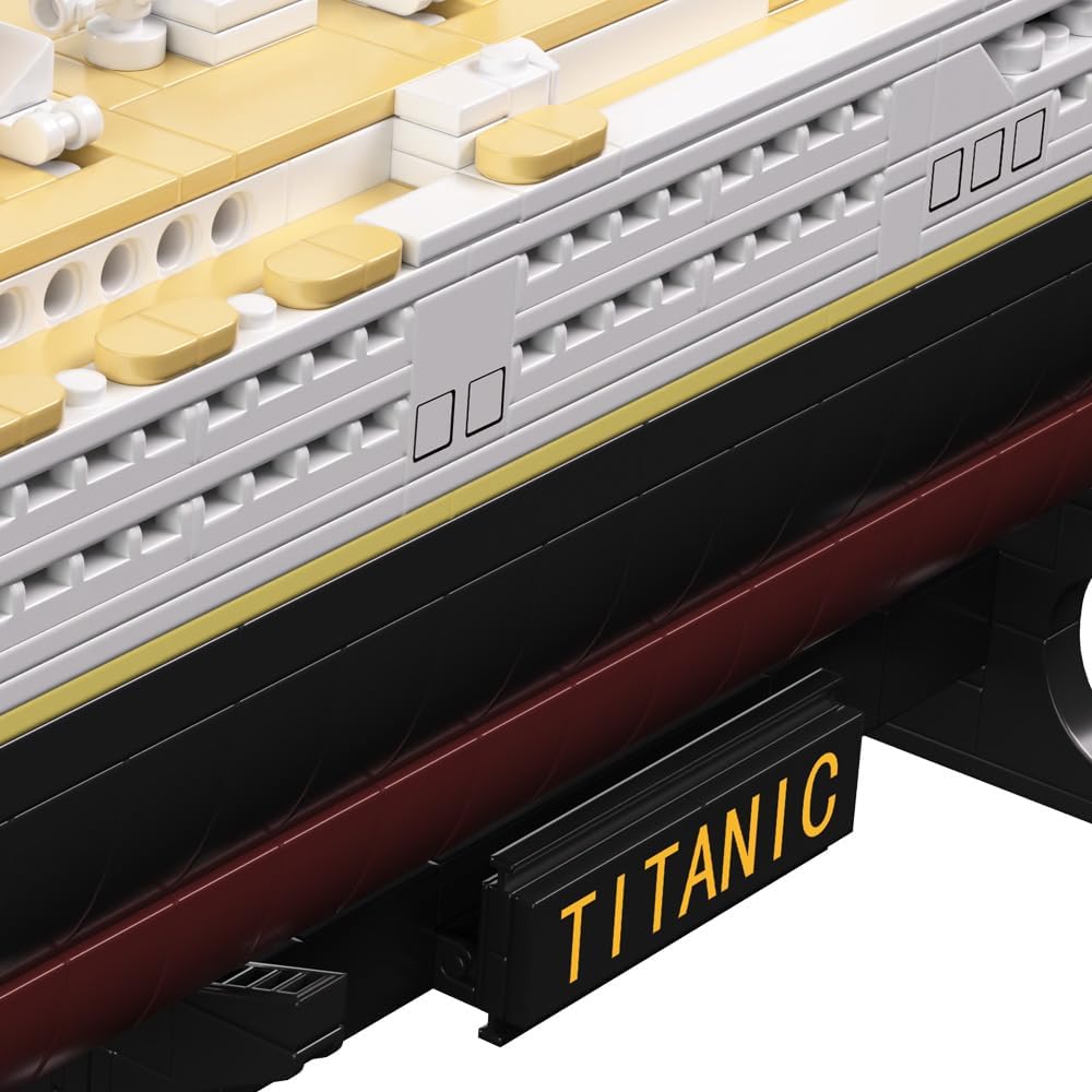NETEHU Titanic Boat Model Building Blocks Set, 1465 Pieces Mini Bricks Cruise Ship Model，DIY Educational Titanic Toys for Alone at Home