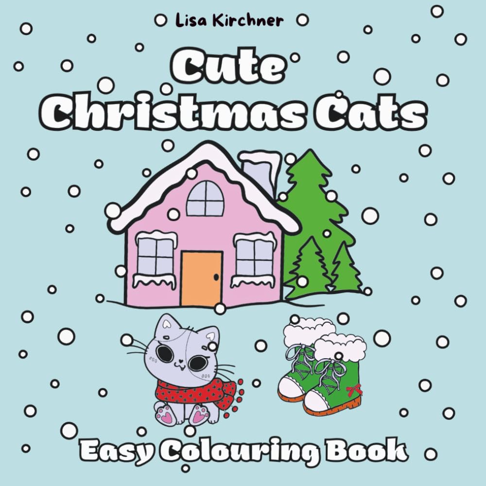 Cute Christmas Cats - Easy Colouring Book for kids and adults: for relaxation and creativity with 35 simple and cute cat designs