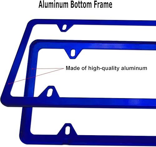 Miniatura 2 de Marcos azules para placa de matrícula, cubiertas delanteras y traseras de aluminio para hombres y mujeres, paquete de 2 soportes delgados de 4