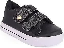 Tênis Infantil Menina Casual Antiderrapante Calce Fácil Glitter Coração Dourado Macio Leve