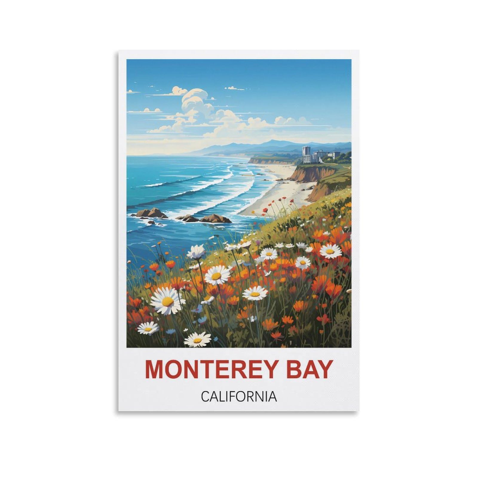 Metal Tin Sign Plaque Poster,Monterey Bay Californias Art Retro Plaque for Bars Pub Playroom Man Cave Wall Decor 30x40cm