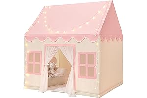 Toddler Girl Play Tent Indoor 5 Piece Set with Mat, Lights -...