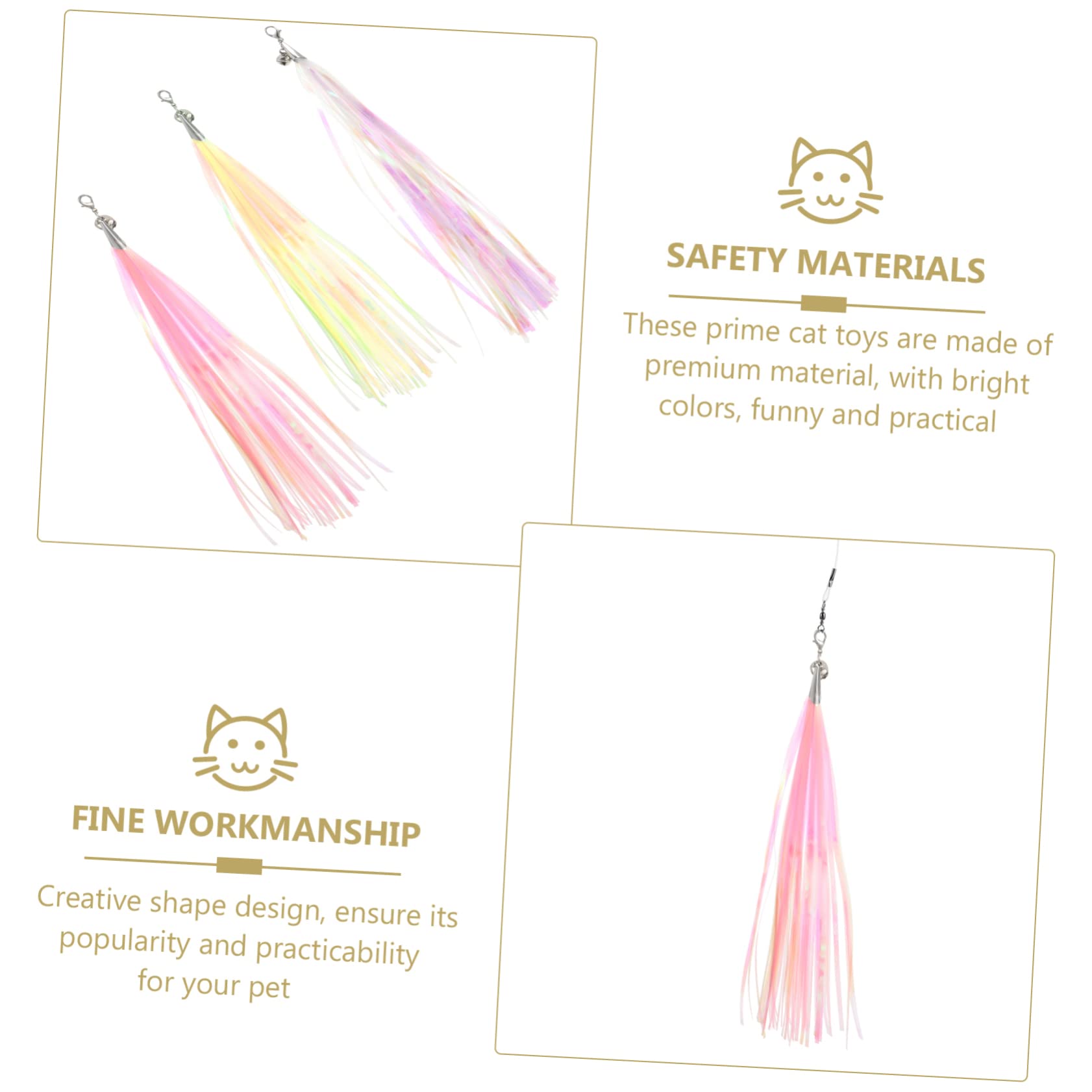 Jouets pour Chats, Jouet interactif for Chat - Remplace Les Pompons des clochettes Accessoires for Chatons Fournitures for Animaux(27CMx3pcs)